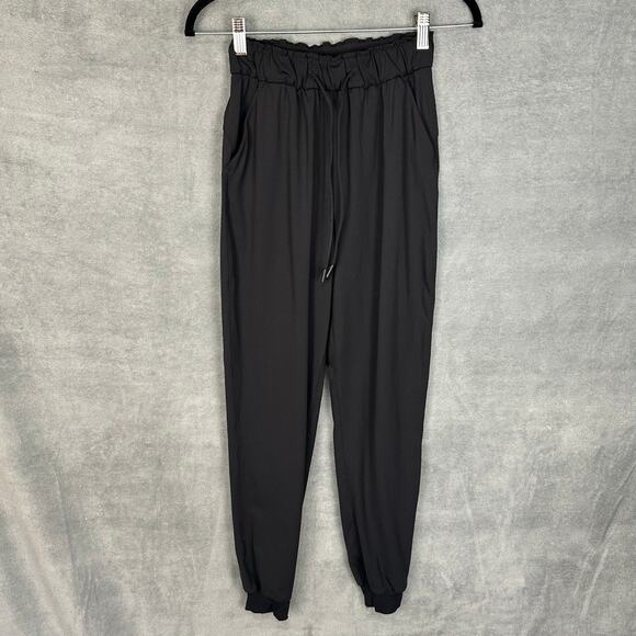 Lululemon Pants Womens 2 Black Stretch High Rise Jogger Pockets Stretch Active - Picture 1 of 12